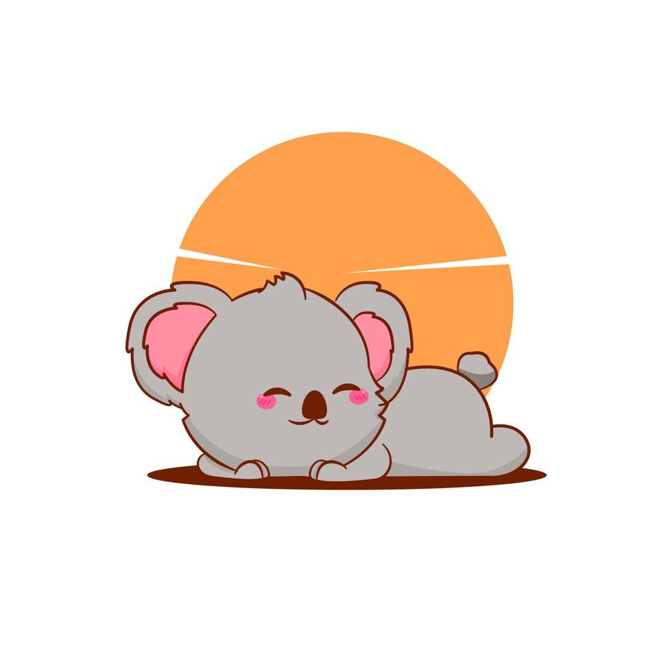 lindo oso koala durmiendo. ilustración de mascota de dibujos animados vector