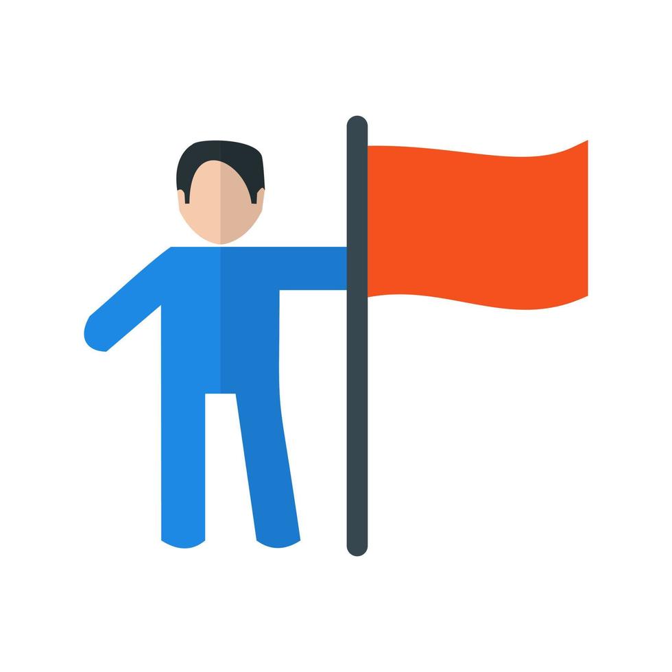 Man setting Flag Flat Multicolor Icon vector