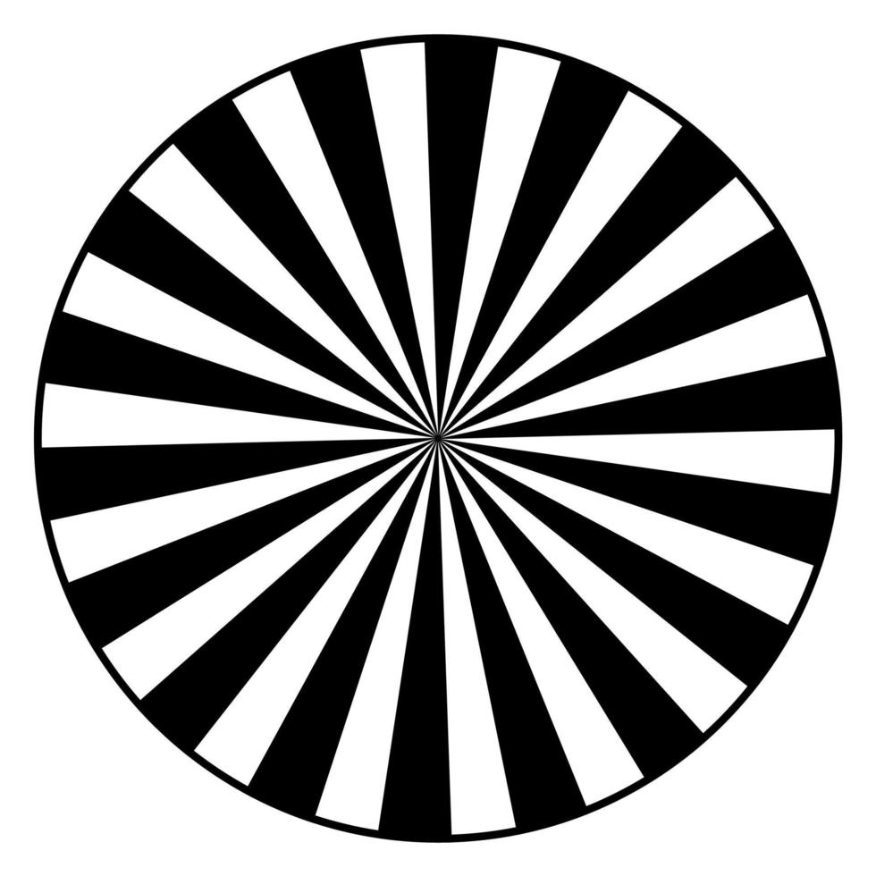 forma geométrica circular radial en blanco y negro. efecto de rayos de sol vector