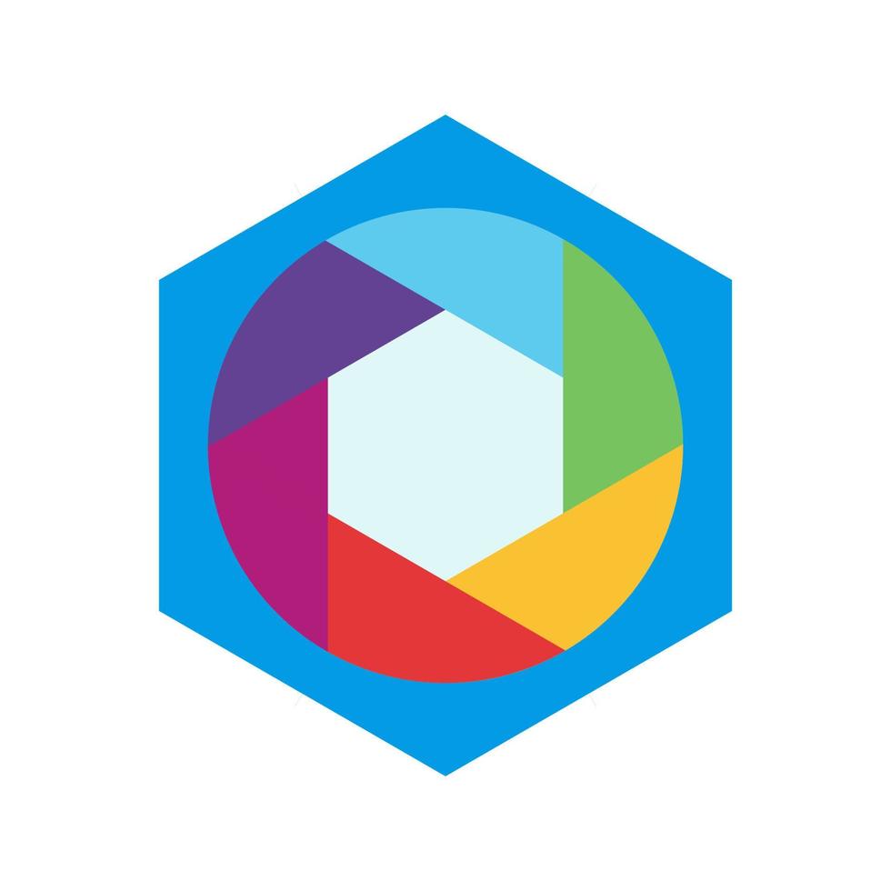 Hexagonal Diaphram Flat Multicolor Icon vector