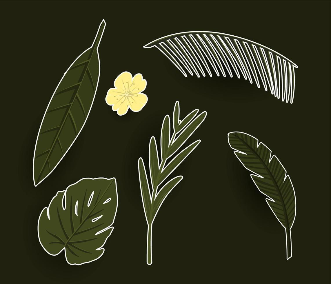 sticker set of leaf summer vector