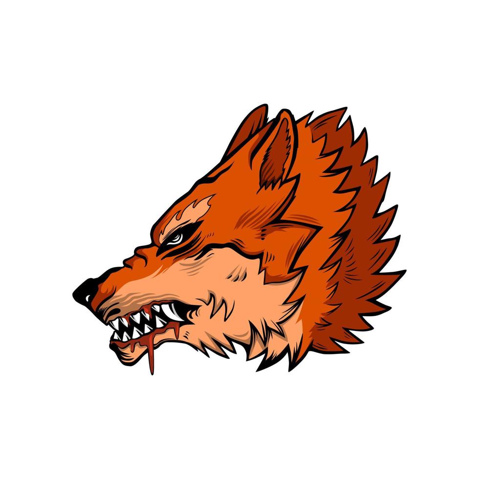 illustration head of wolf vector