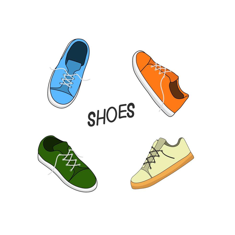 conjunto zapatos ilustración plana vector