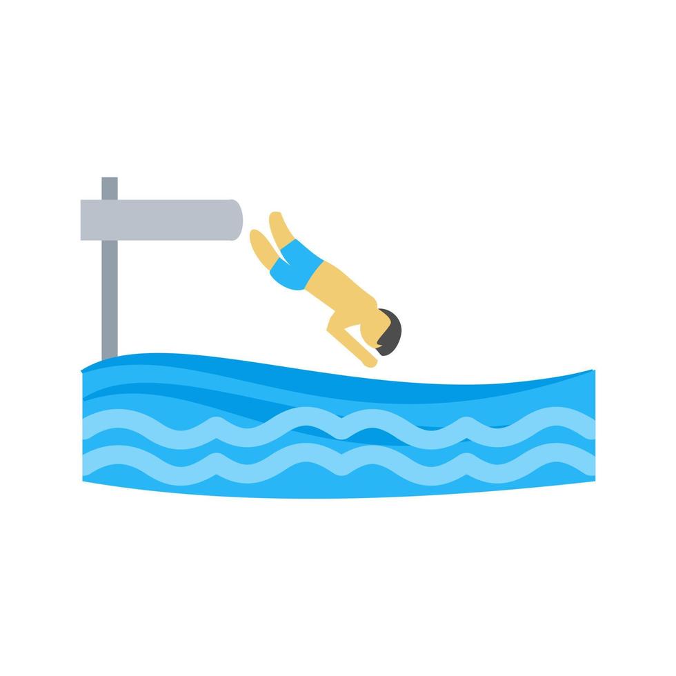 Jumping in Water Flat Multicolor Icon vector