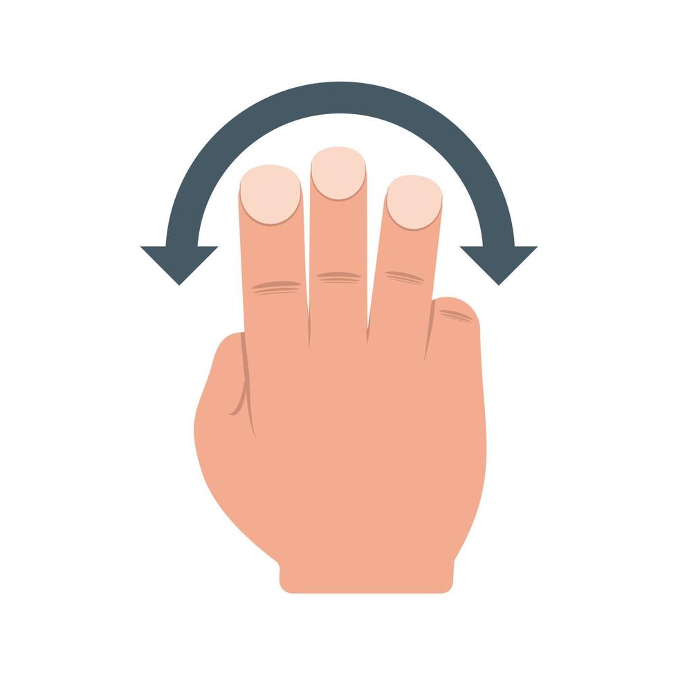 Three Fingers Rotate Flat Multicolor Icon vector