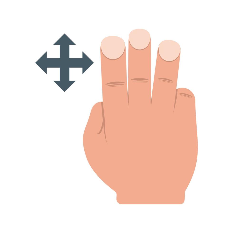 Three Fingers Move Flat Multicolor Icon vector