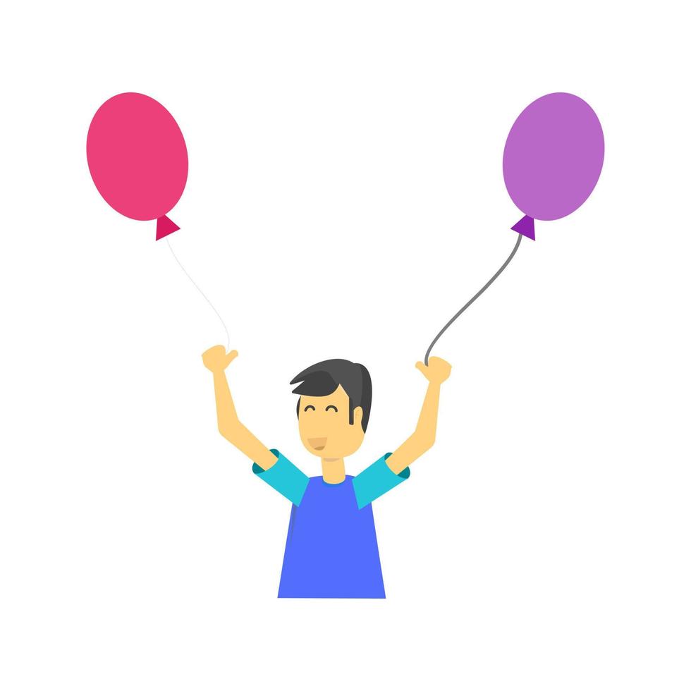 Child with Balloons Flat Multicolor Icon vector