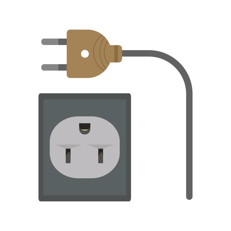Wire and Plug Flat Multicolor Icon vector