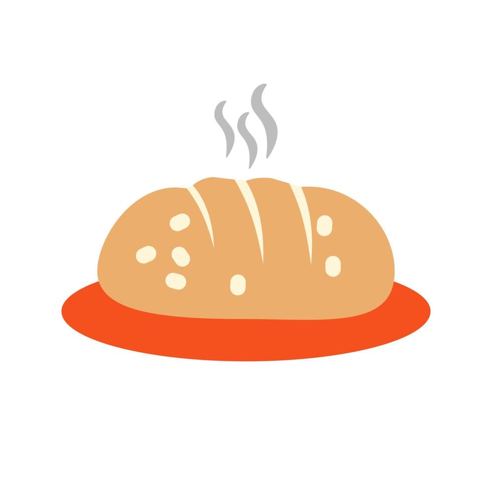 Hot Bread Flat Multicolor Icon vector