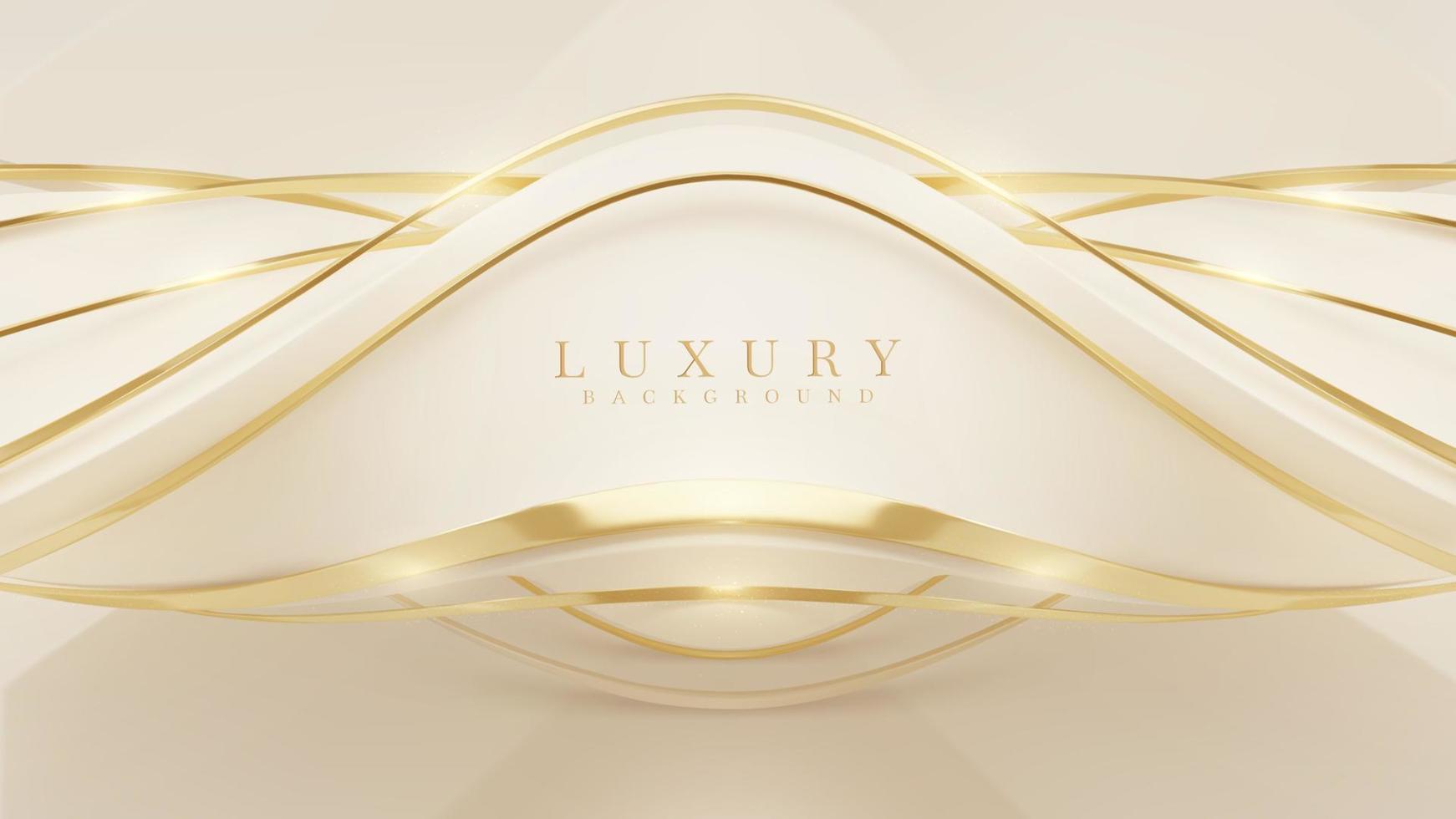 Luxury background with golden curve line element and glitter light effect decoration. vector