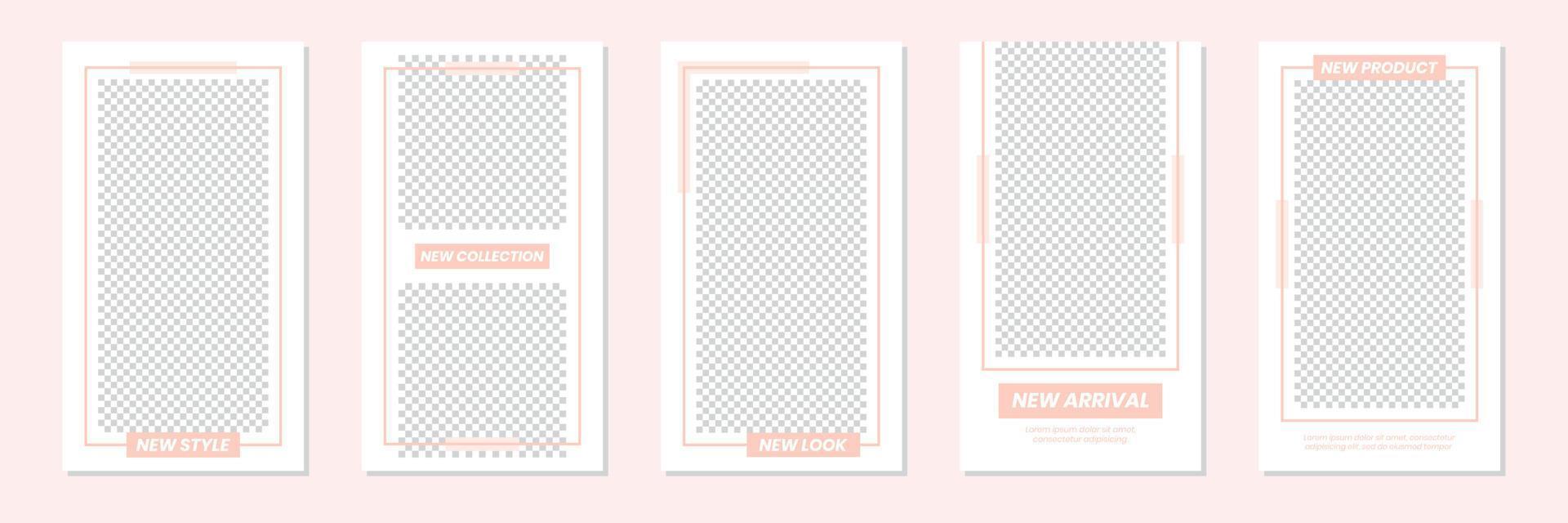 diseño de plantilla de historias de redes sociales rosa pastel minimalista vector