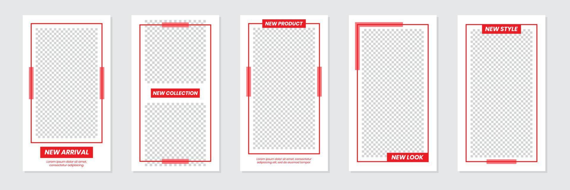 Minimalist Red Social Media Stories Template Design vector