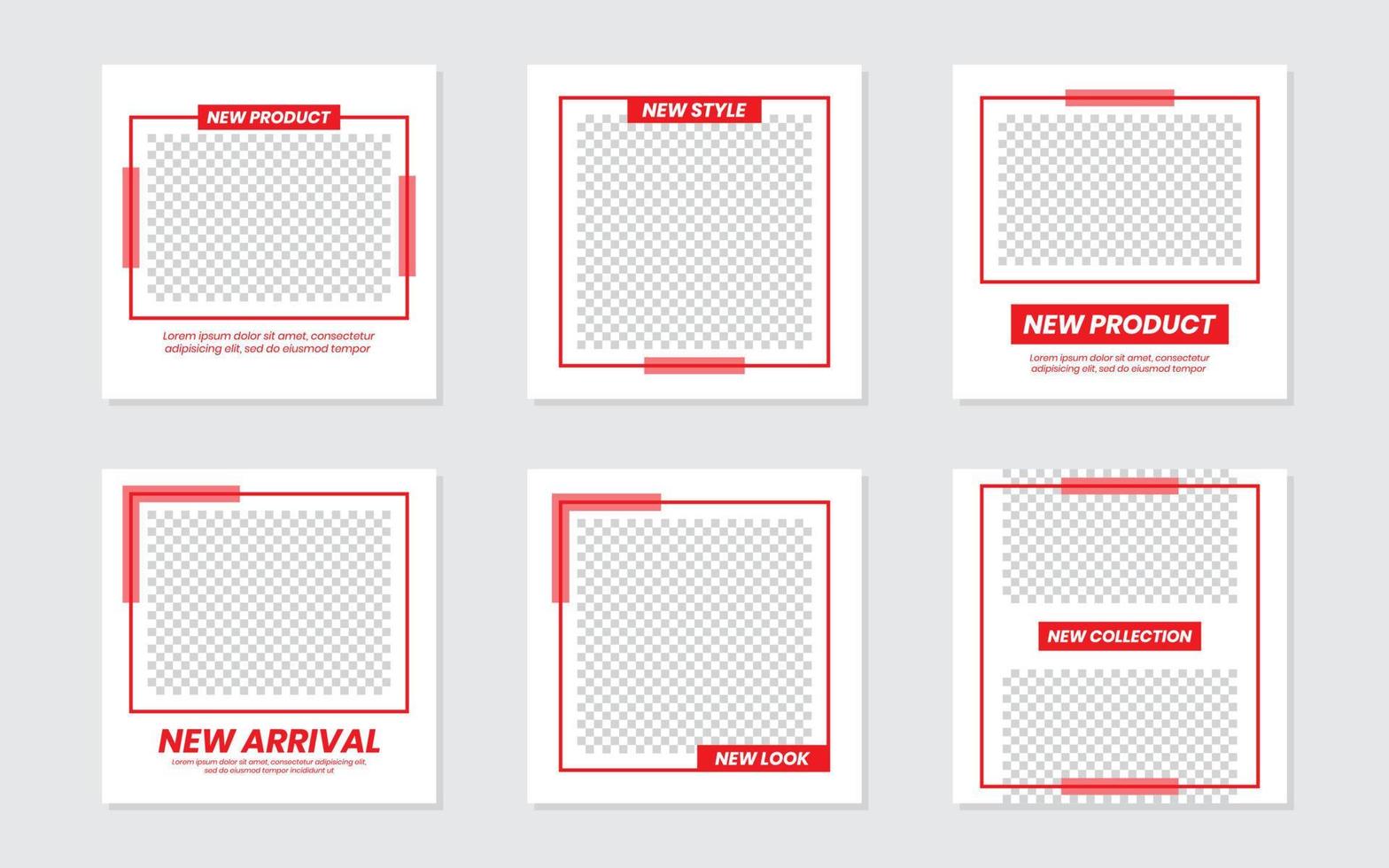 Minimalist Red Social Media Feeds Template Design vector