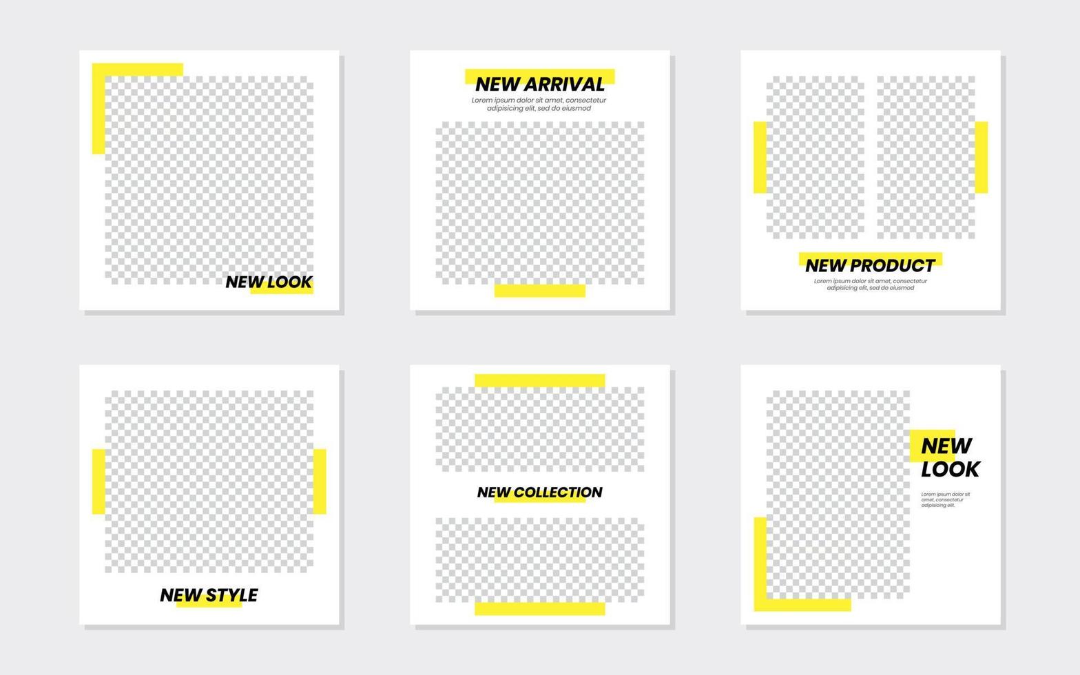 Minimal Yellow Social Media Feeds Template Design vector