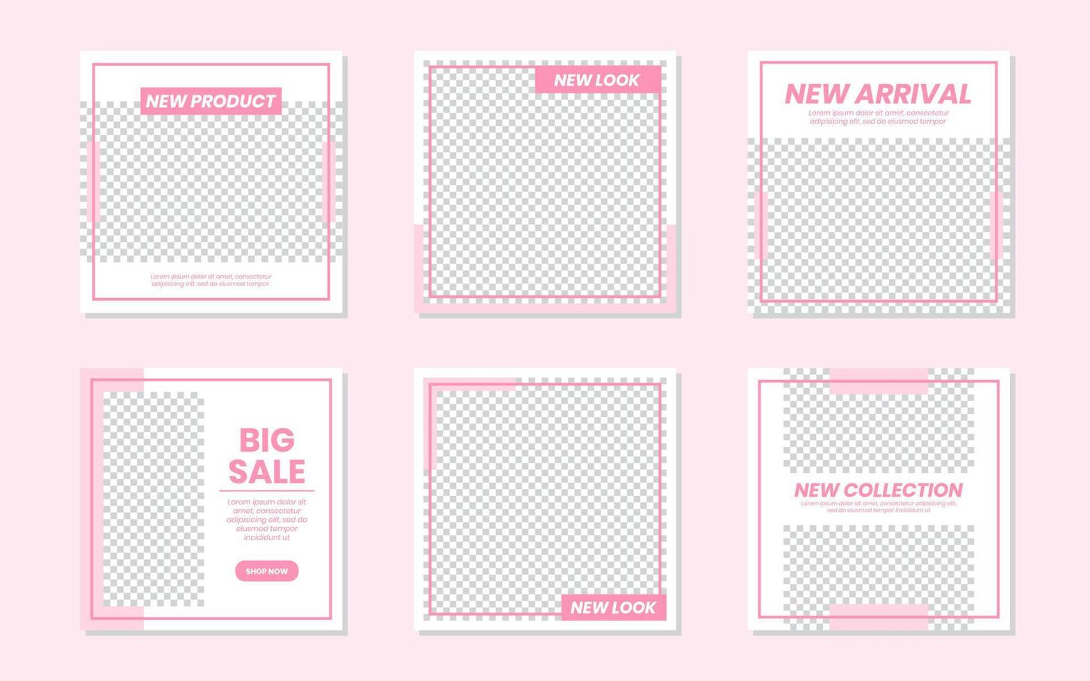 Minimalist Pink Social Media Feeds Template Design vector