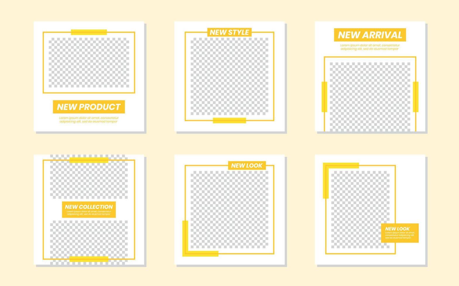 Minimalist Yellow Social Media Feeds Template Design vector