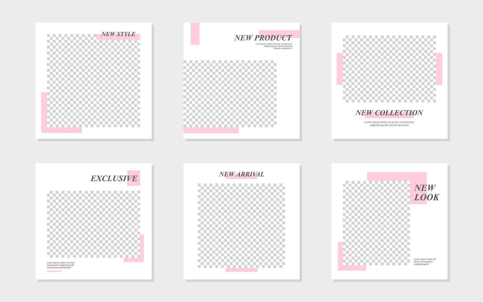 Minimal Pastel Pink Social Media Feeds Template Design vector