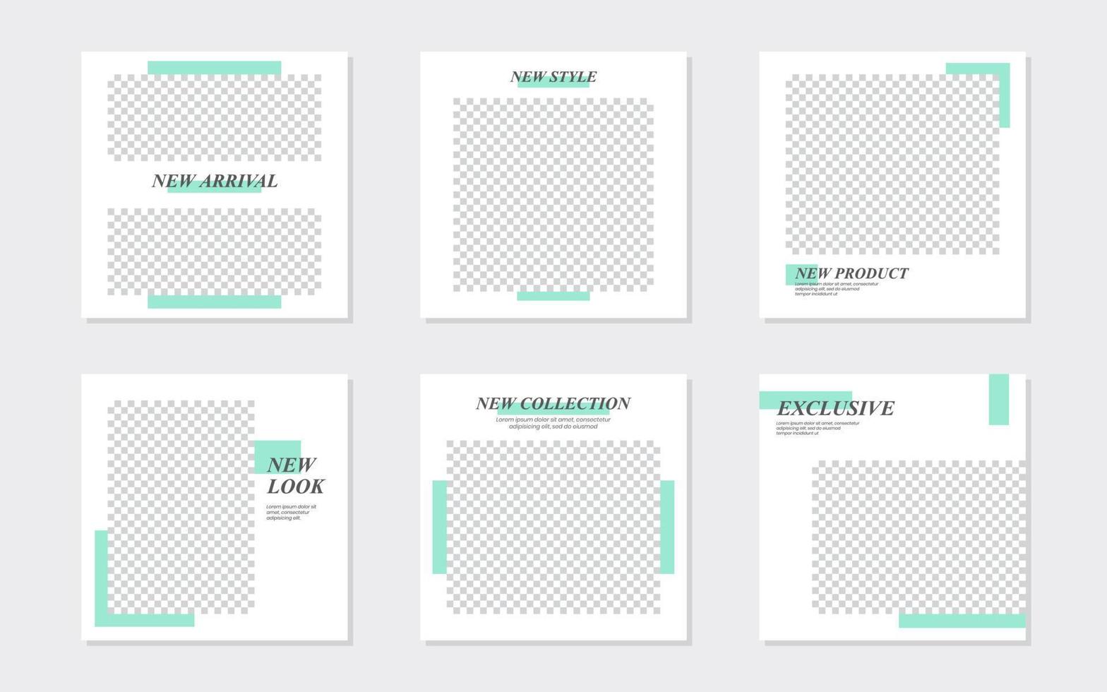 Minimal Pastel Green Social Media Feeds Template Design vector