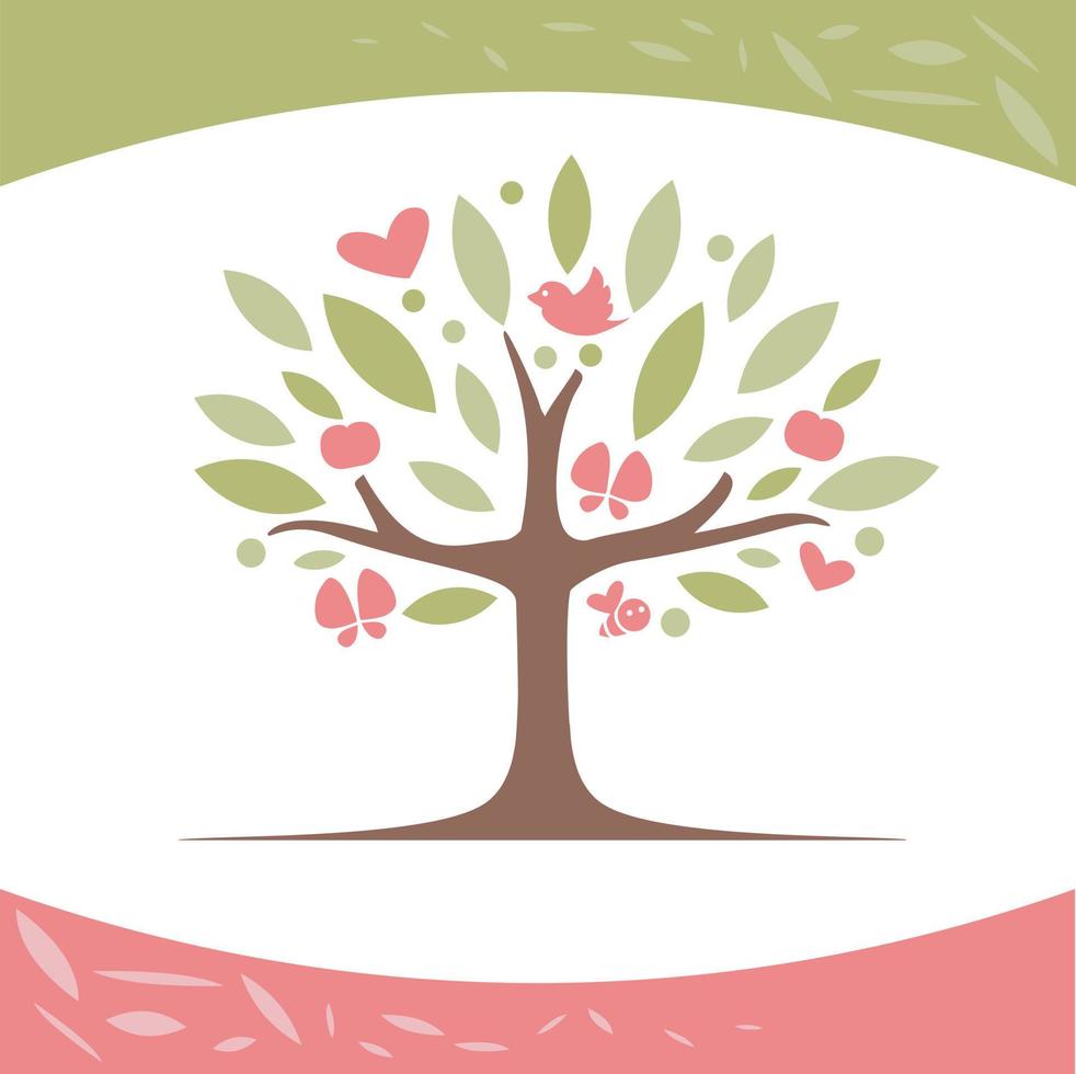 Tree with Mixed Nature Elements Vector