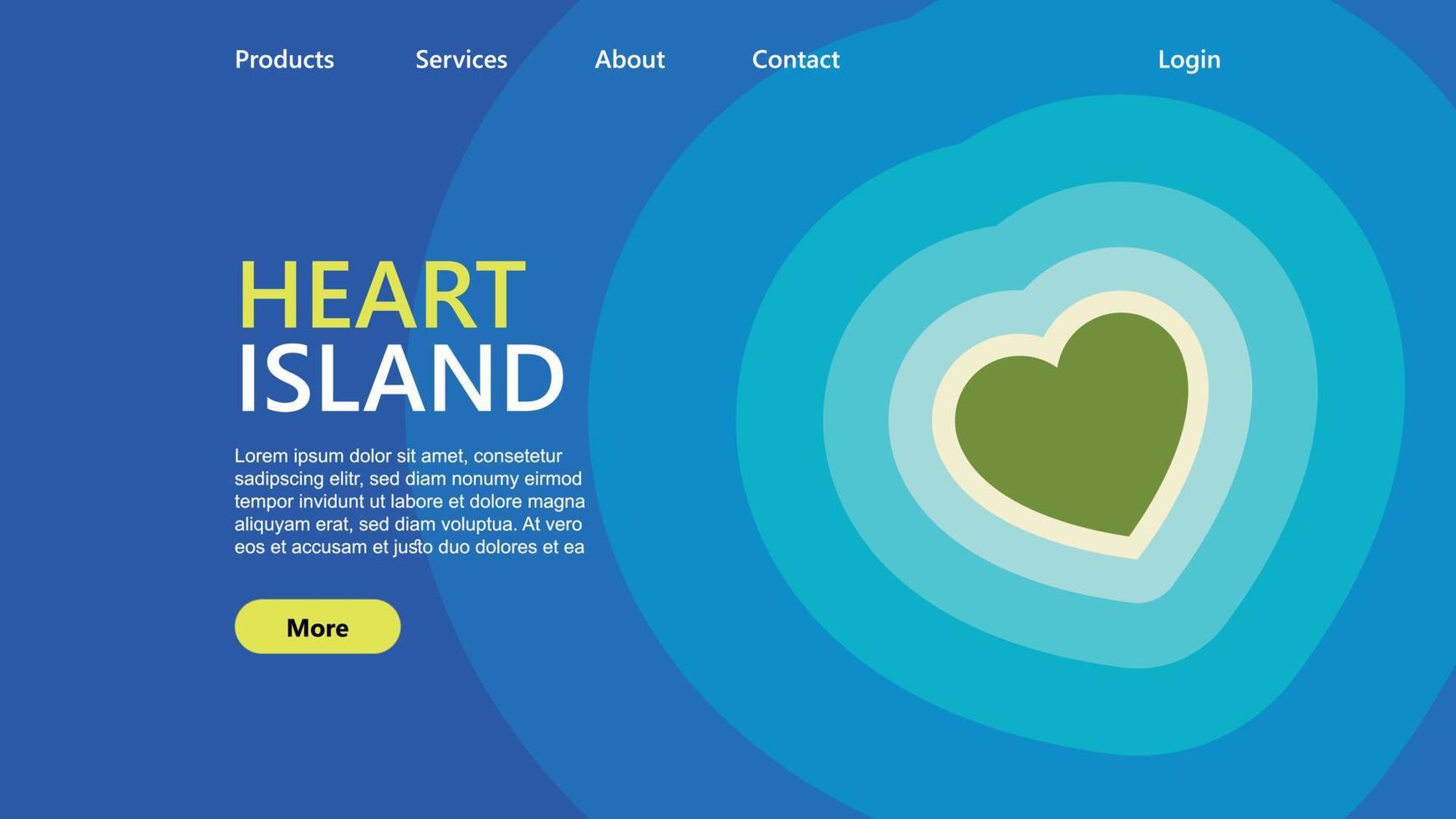 Heart Island Website Template Among Blue Paper Cut Style Graphic Design vector