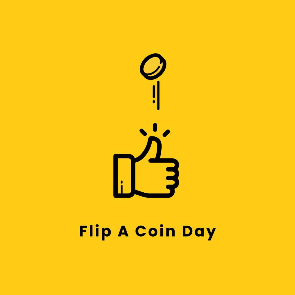 Flip A Coin Day Banner on yellow background vector