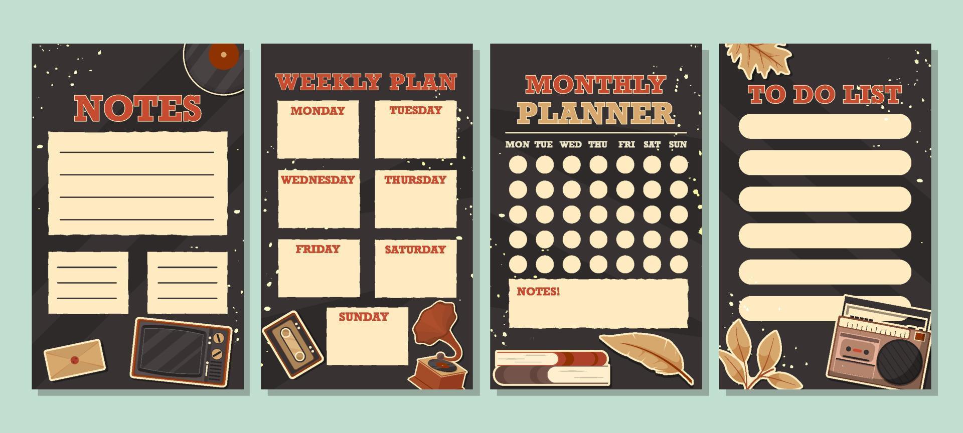 Daily Journal with Vintage Theme vector