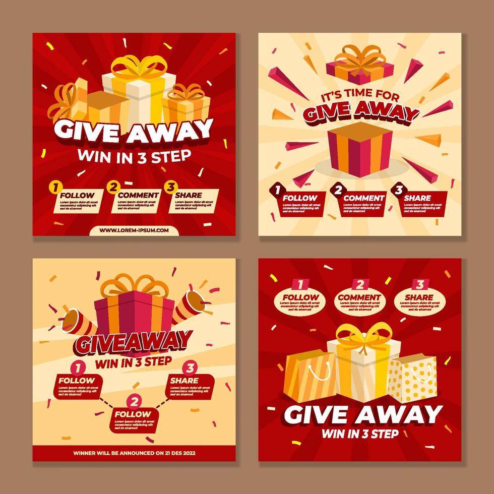 Give Away Social Media Post vector
