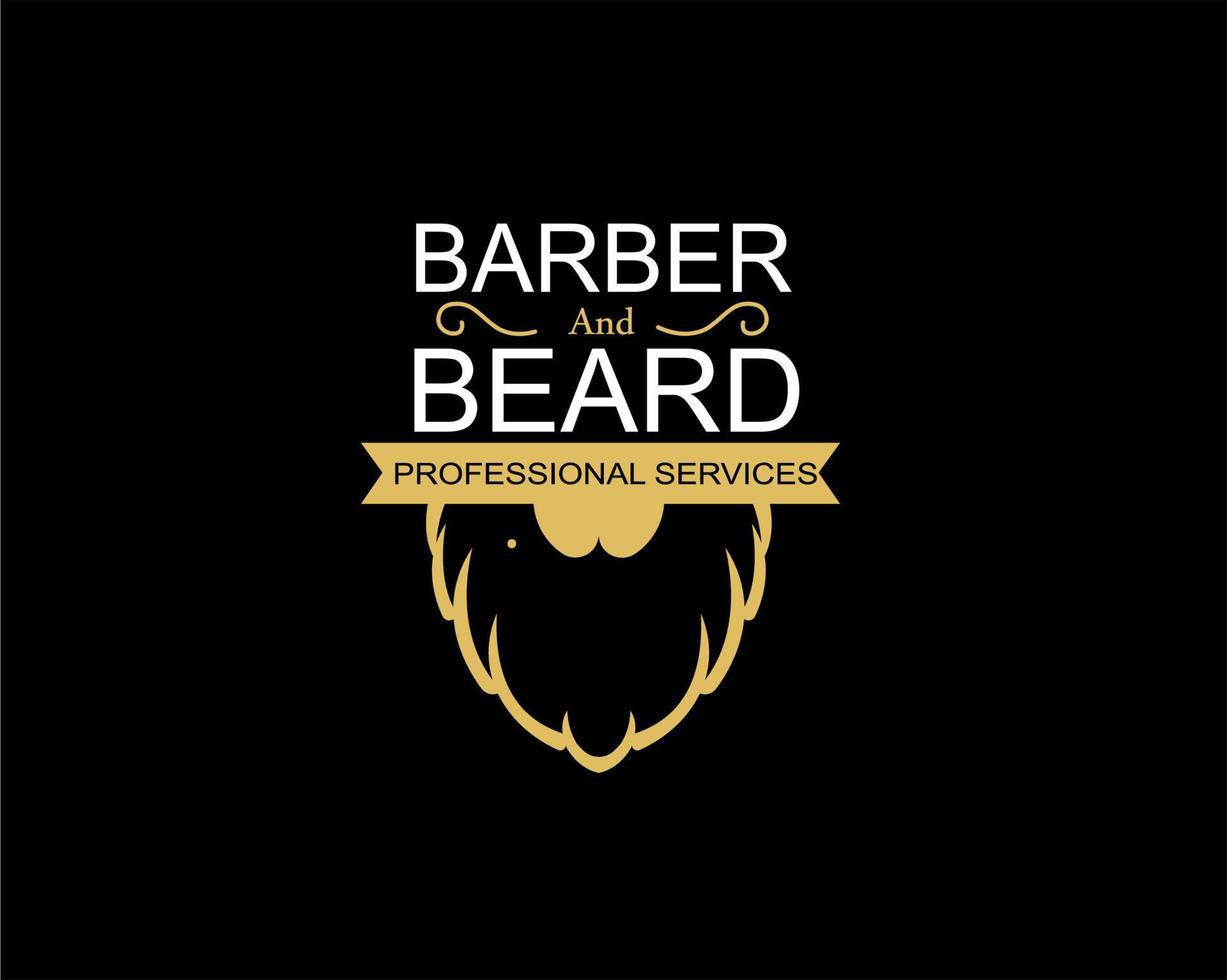 diseño de logotipo de barbería con imagen de barba vector