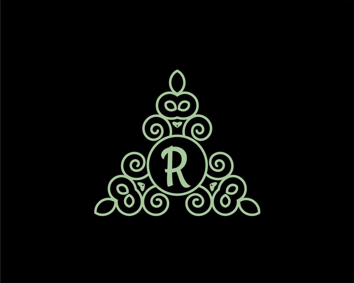 letter R logo design with ornament vector