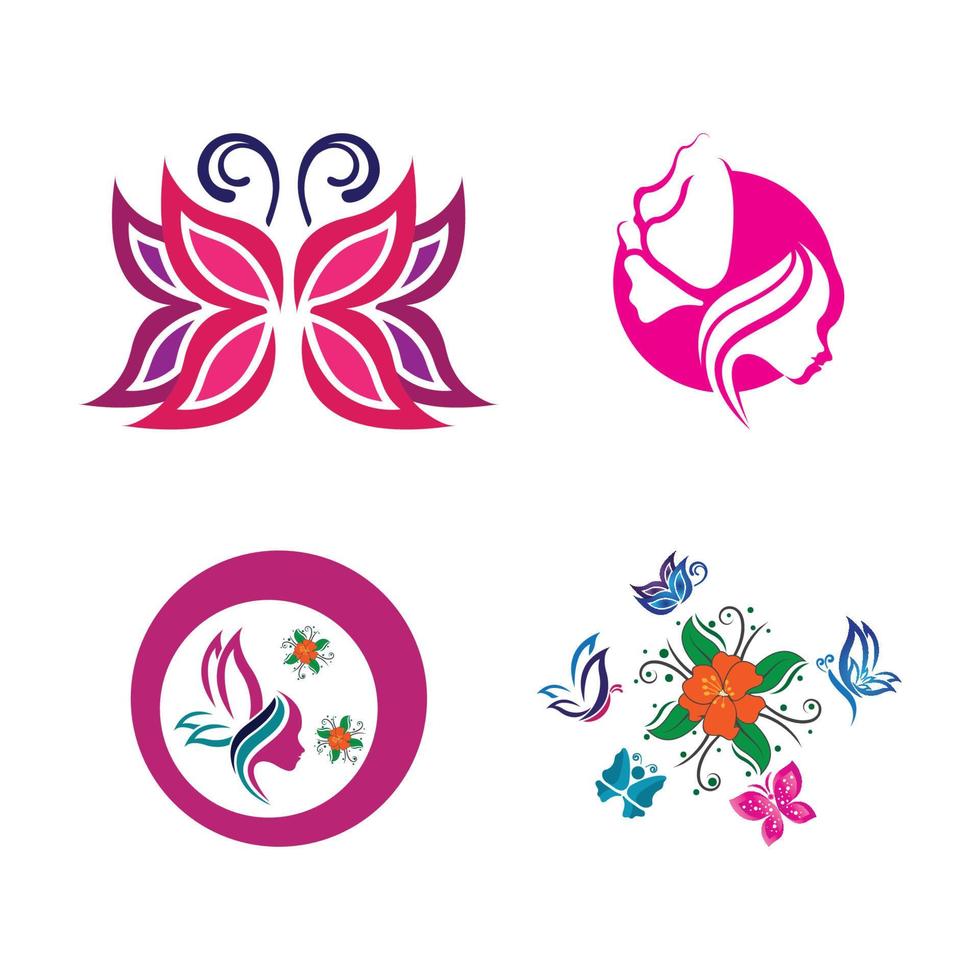 diseño de icono de mariposa de belleza vector