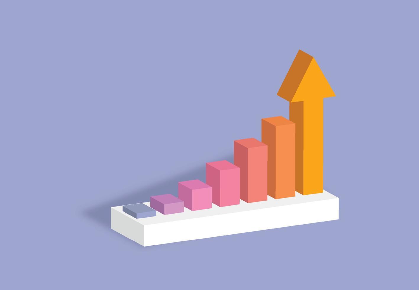 Graph stock stair step to success. 3D Minimal design concept. Vector illustration