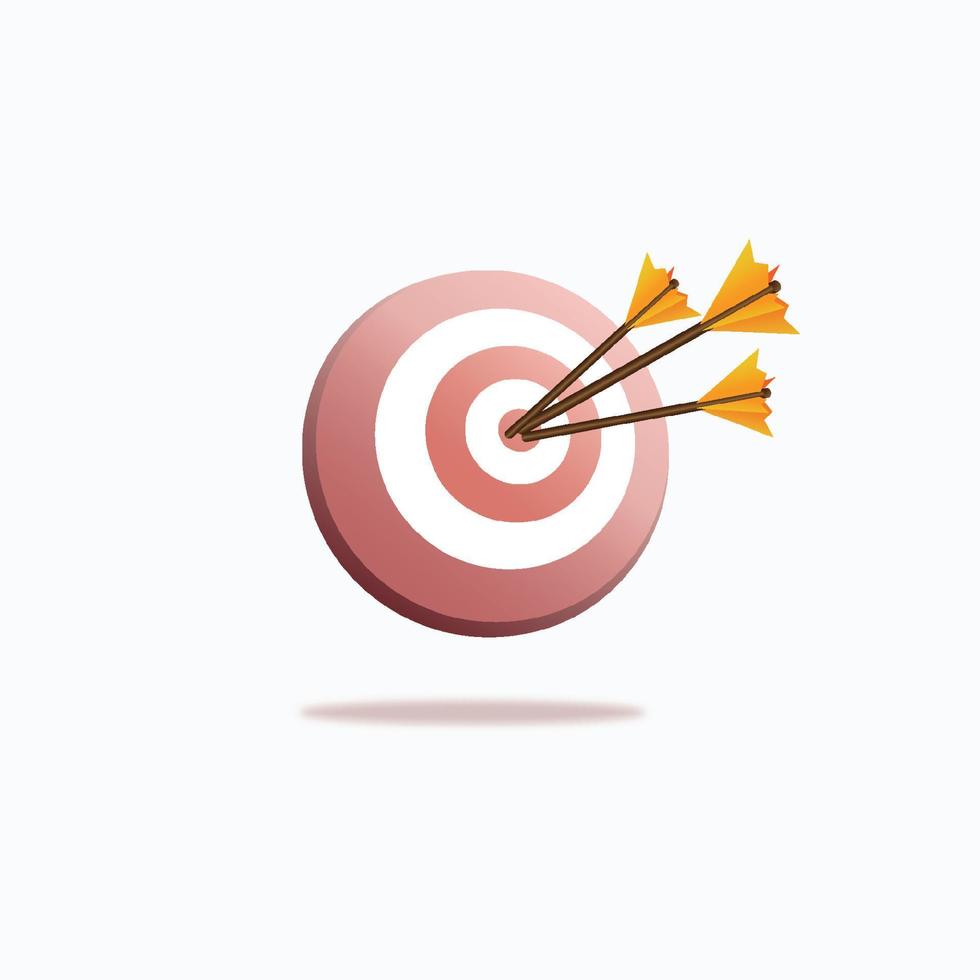 Target for business marketing goal to success. 3D icon minimal design.  Vector illustration