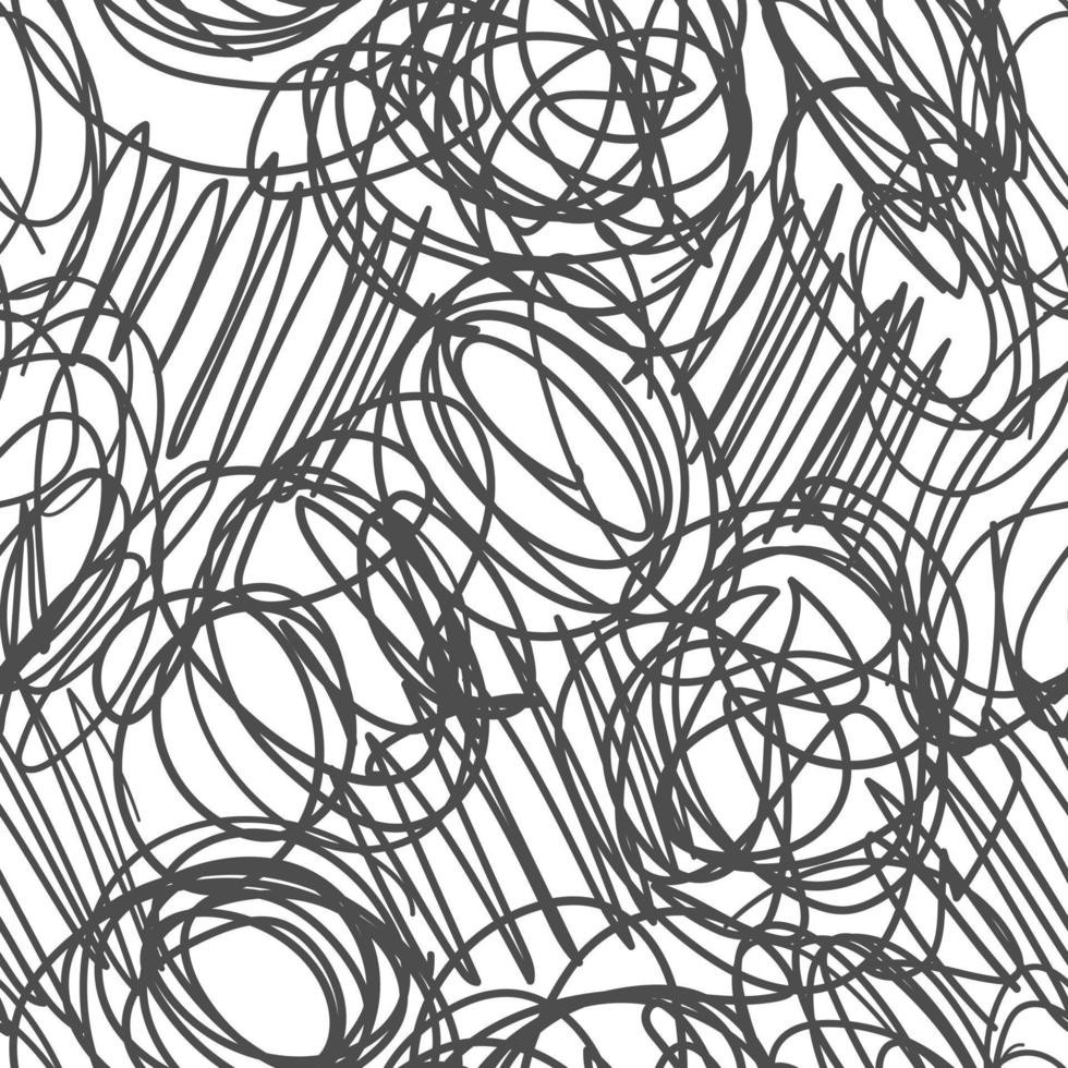 WHITE SEAMLESS VECTOR PATTERN WITH GRAY CARELESSLY DRAWN DOODLES