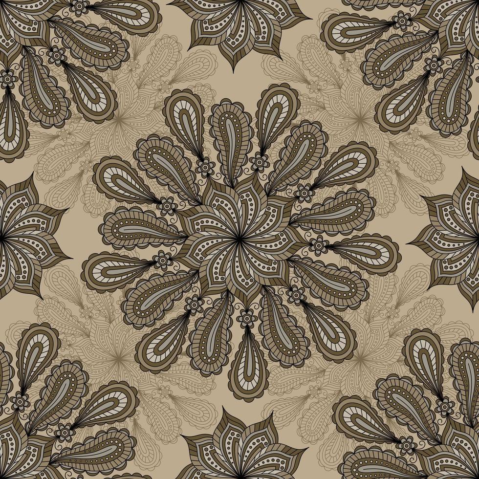 BEIGE SEAMLESS VECTOR BACKGROUND WITH PAISLEY ORNAMENT