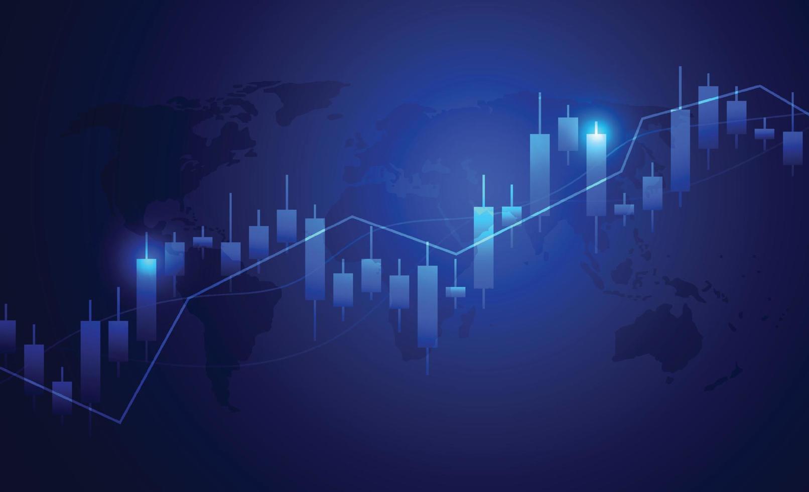 Gráfico del gráfico del palo de la vela del negocio del comercio de inversiones del mercado de valores en el diseño del fondo blanco punto alcista, tendencia del gráfico. ilustración vectorial vector