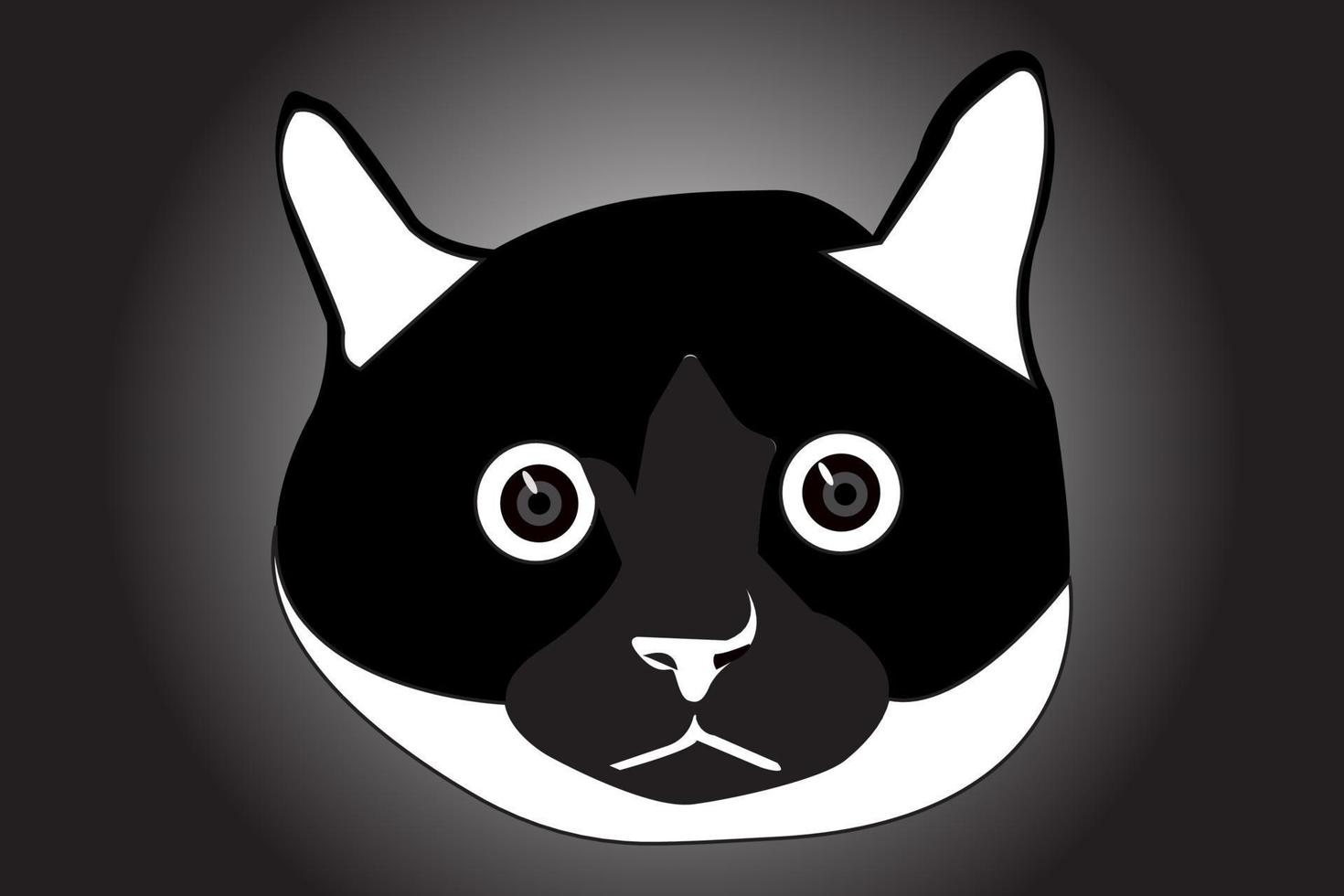 Animal Head Cat Black And White Funny vector