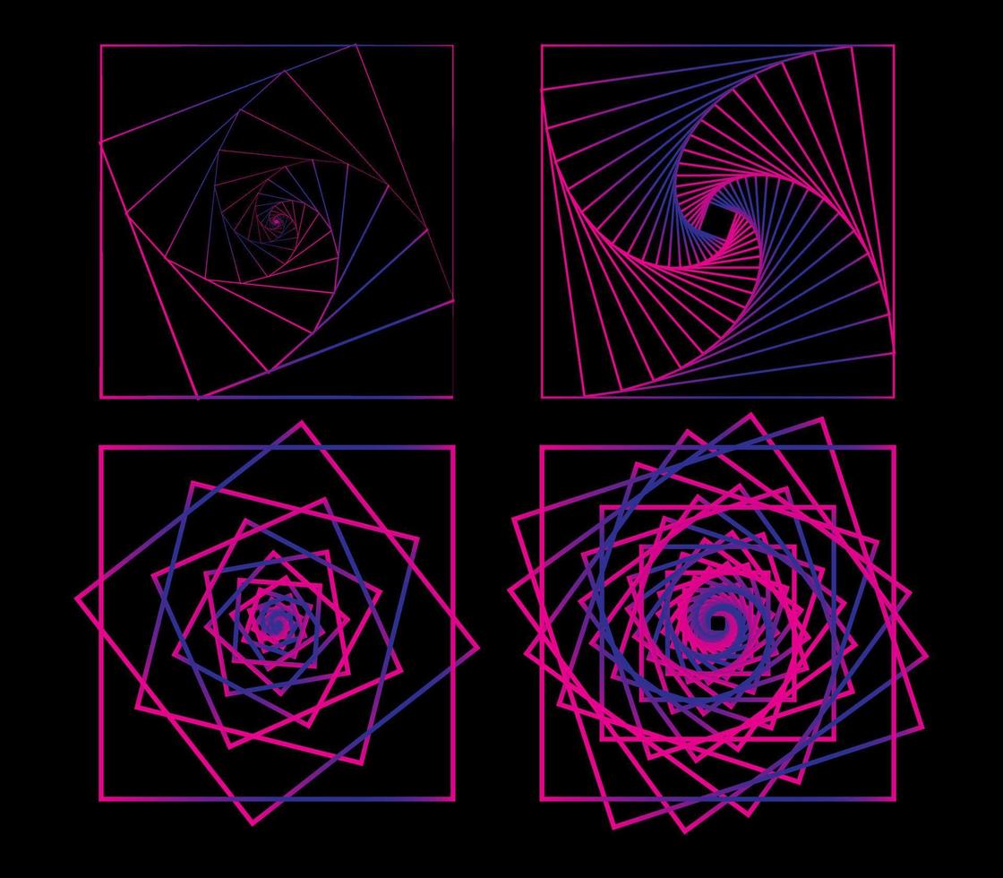 Geometric Rectangle Line Pink Blue Element Set Art vector