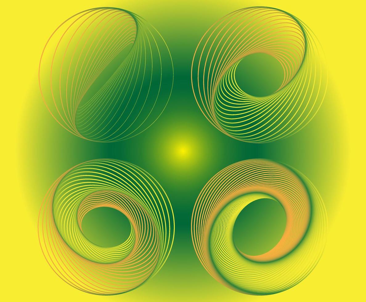 Geometric Line Yellow Green Vector Abstract Set