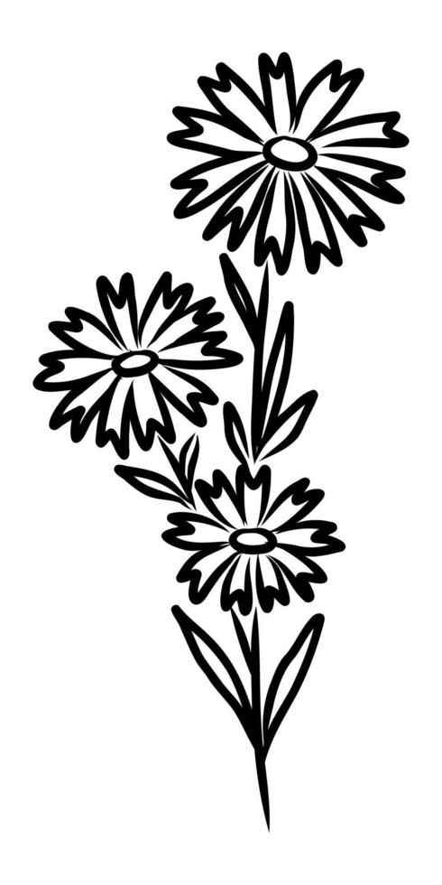 VECTOR LINEAR DRAWING OF A FLOWER ON A WHITE BACKGROUND