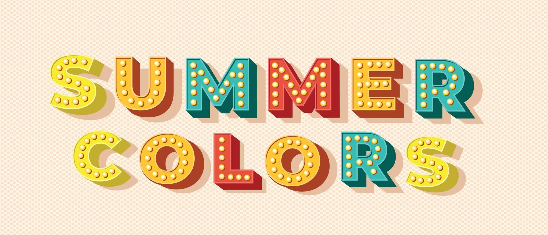 hermosos colores de verano con un increíble diseño de fondo de banner de efecto de texto. vector