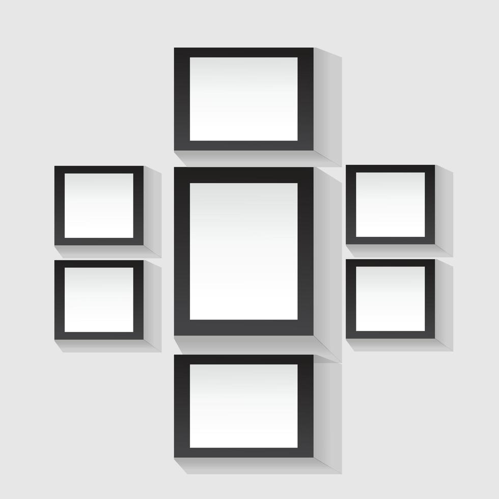 Collection realistic picture frame isolated on white background. vector