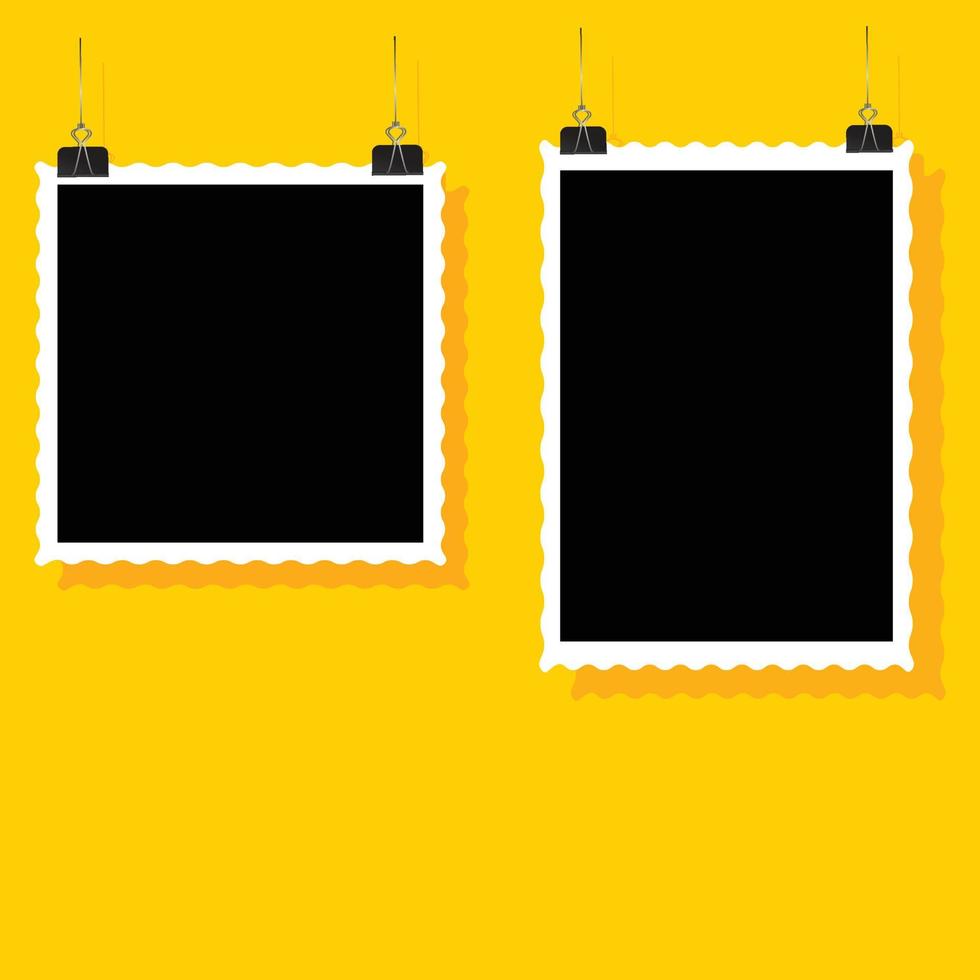 photo frames  on the yellow wall. vector