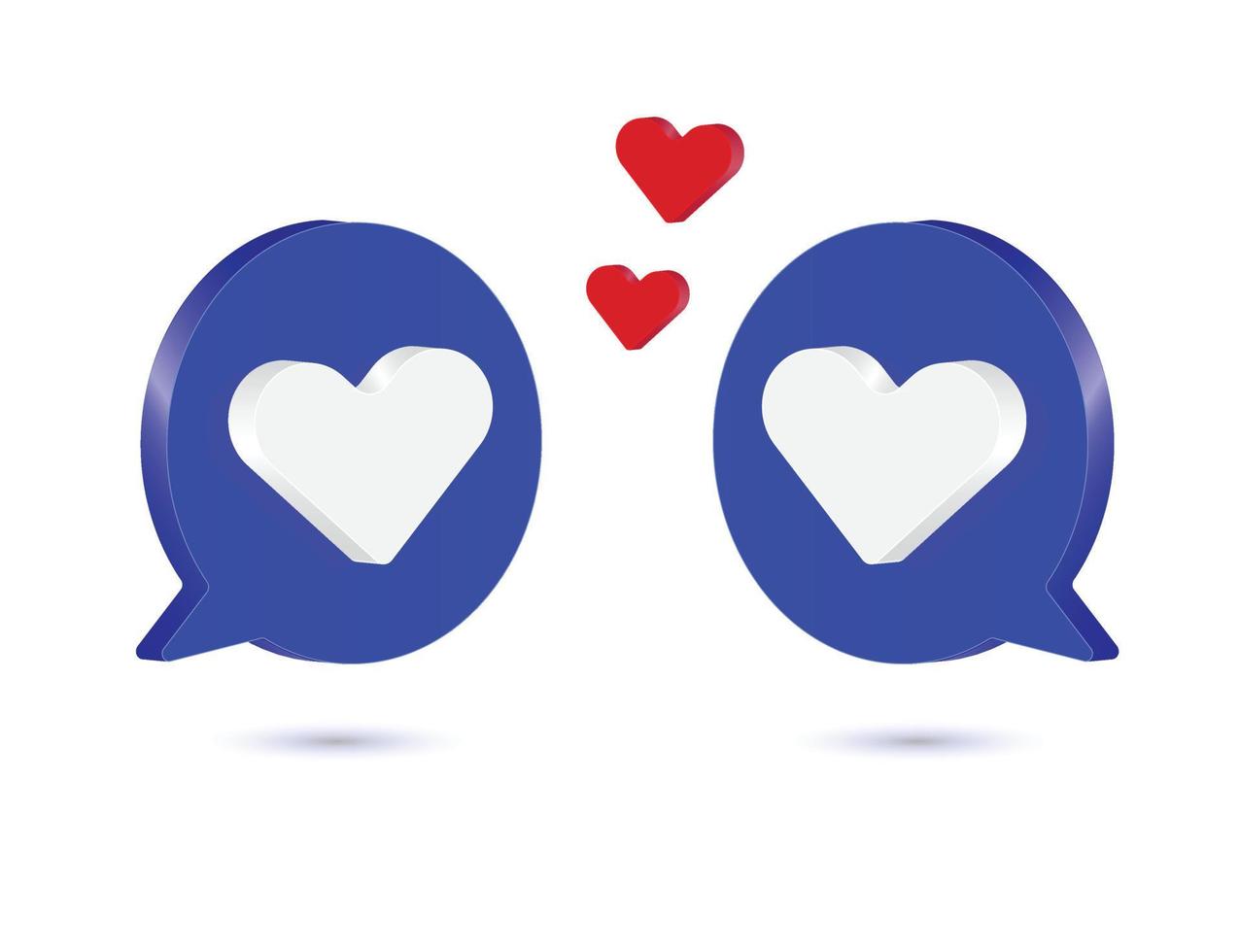 Blue shiny glossy 3d vector like button with red heart.