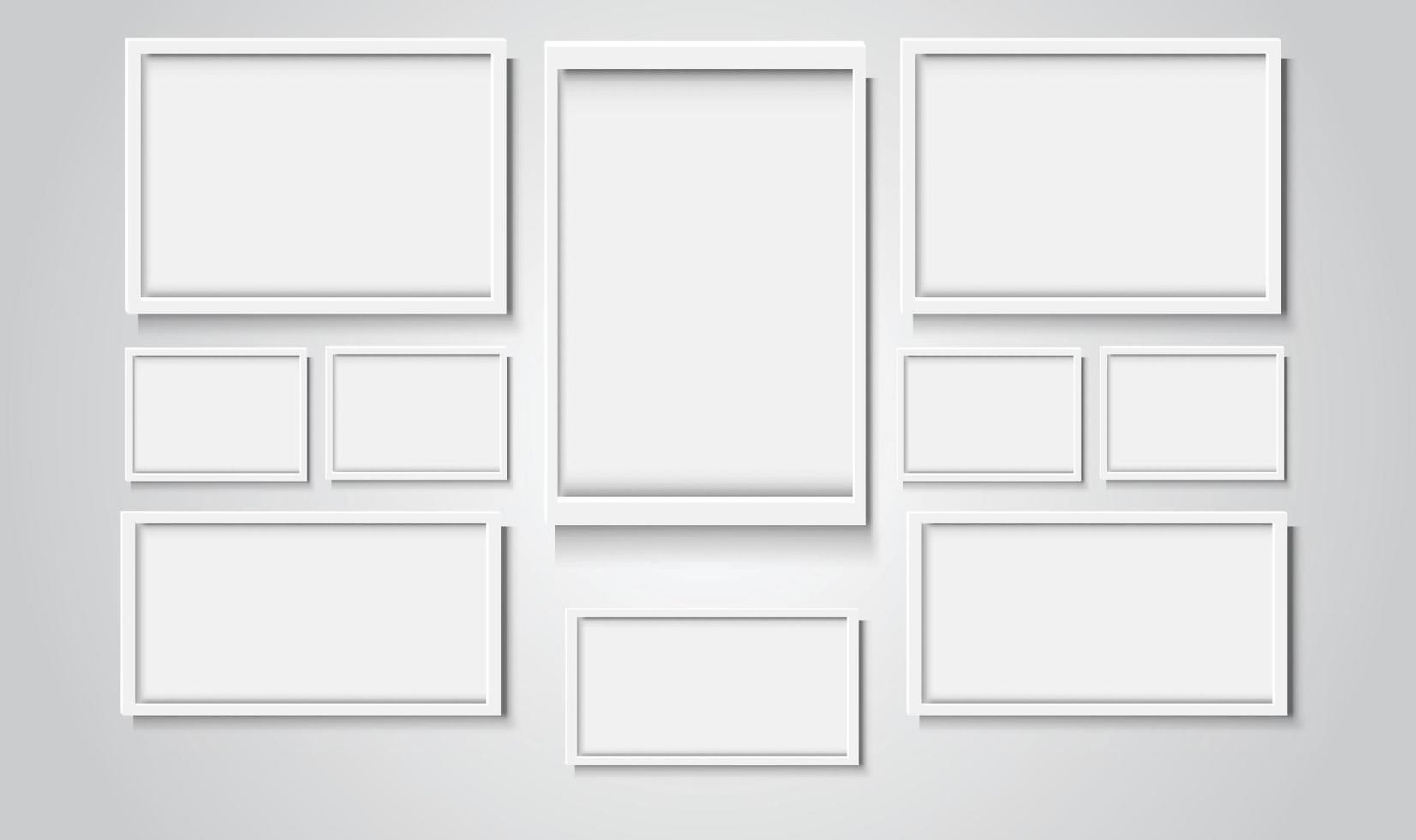 Vector 3d blank white hanging frames.