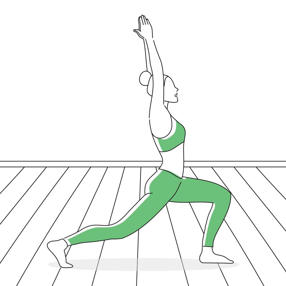 Yoga poses, meditating in yoga, young woman doing yoga and fitness exercises. Healthy lifestyle. Vector illustration