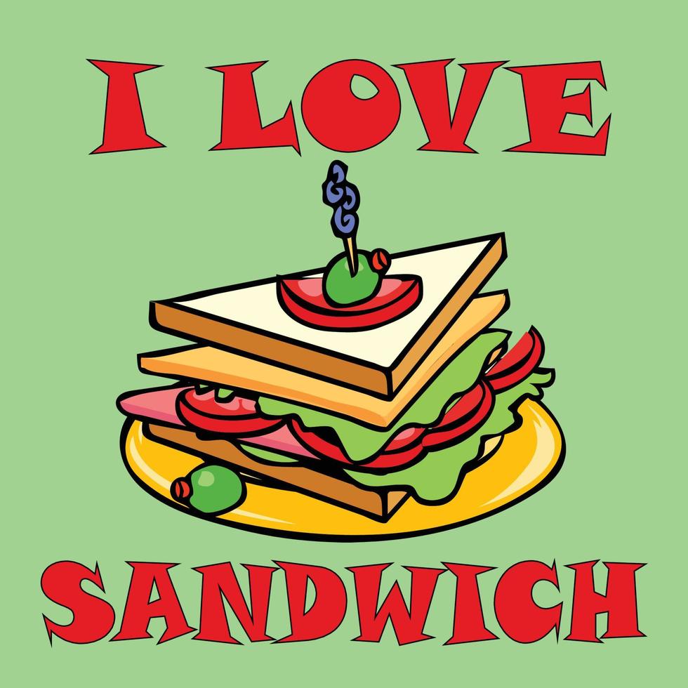 I Love Sandwich vector
