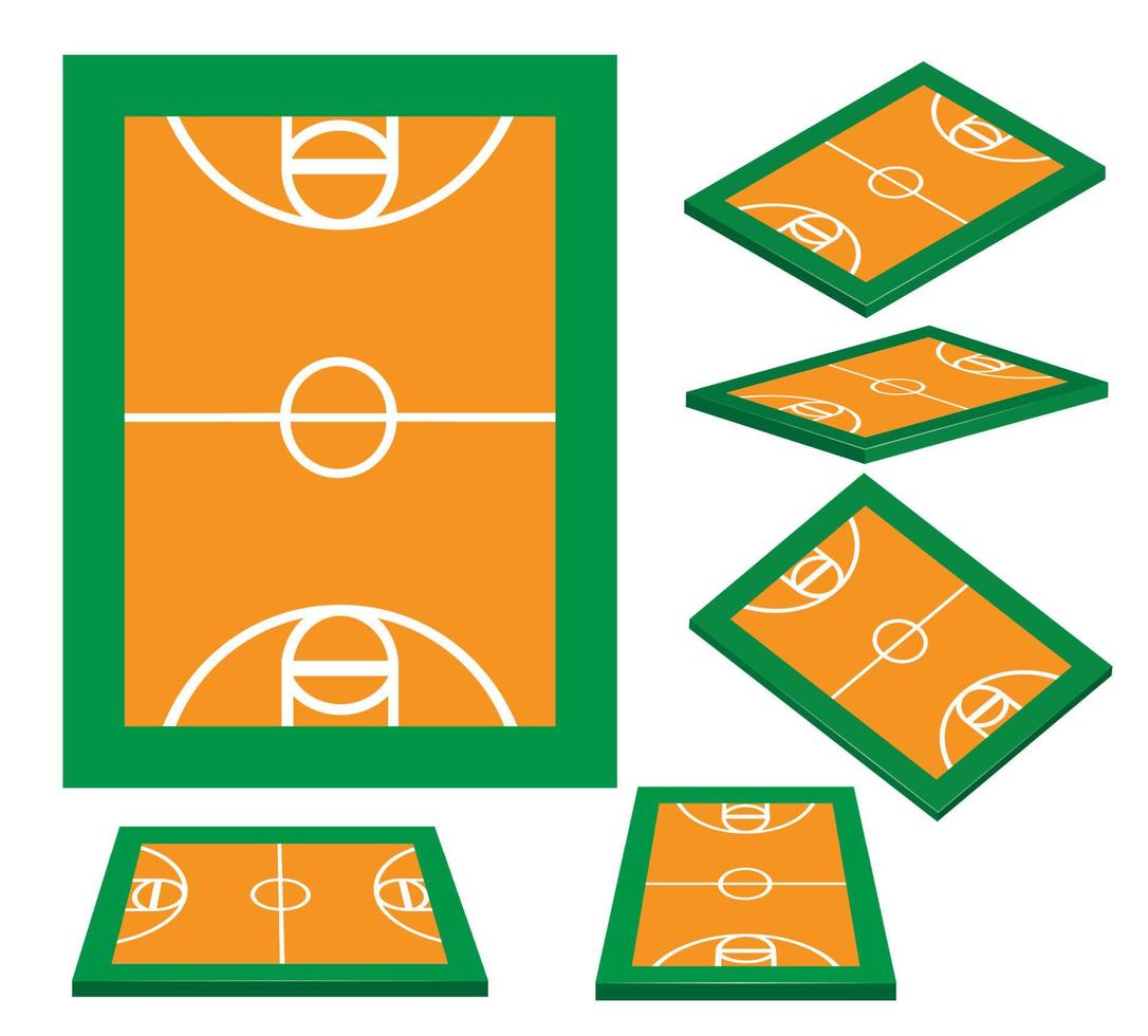 3d Illustration of basketball court or field set vector