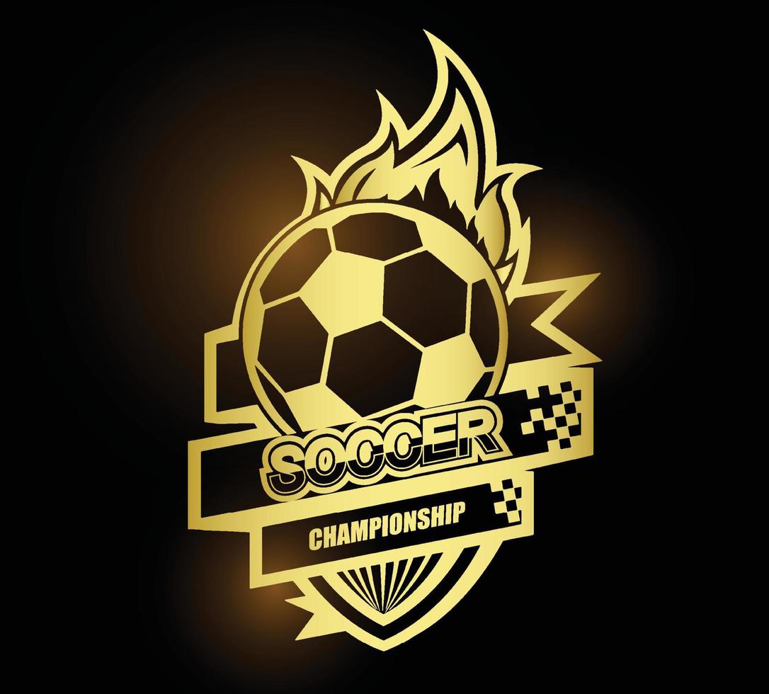 ilustración del logotipo o etiqueta de fútbol dorado vector