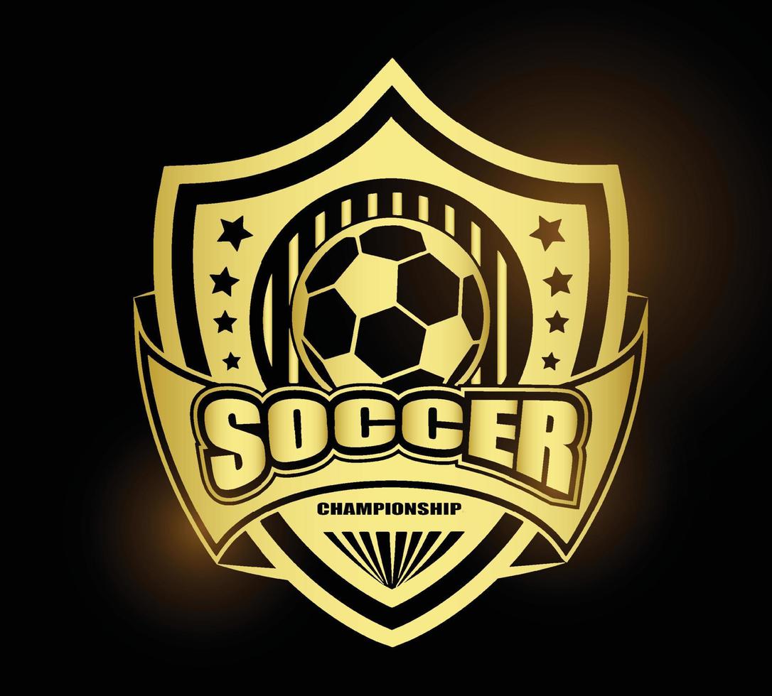Illustration of golden soccer logo or symbol vector