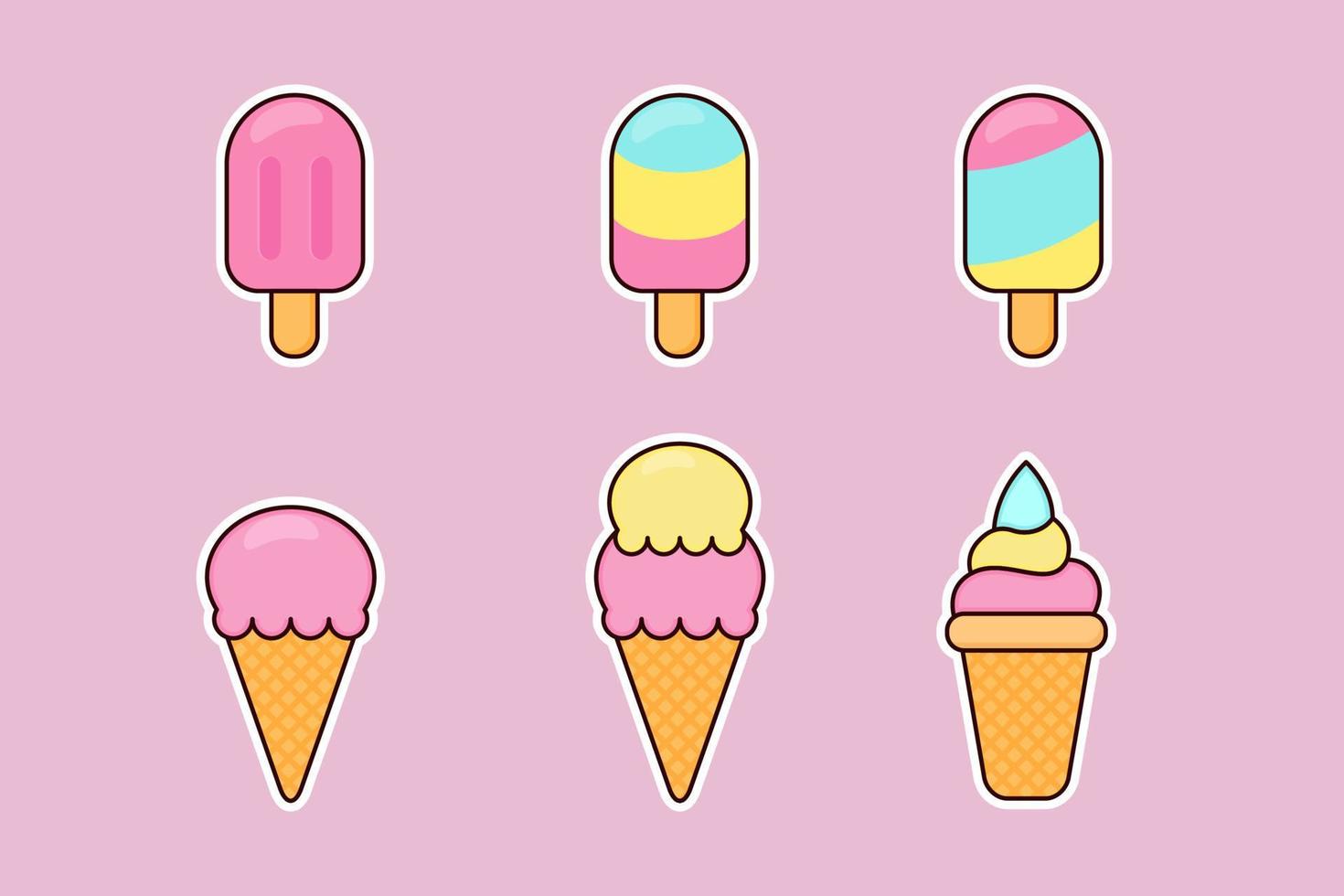 colección de pegatinas de helados vector